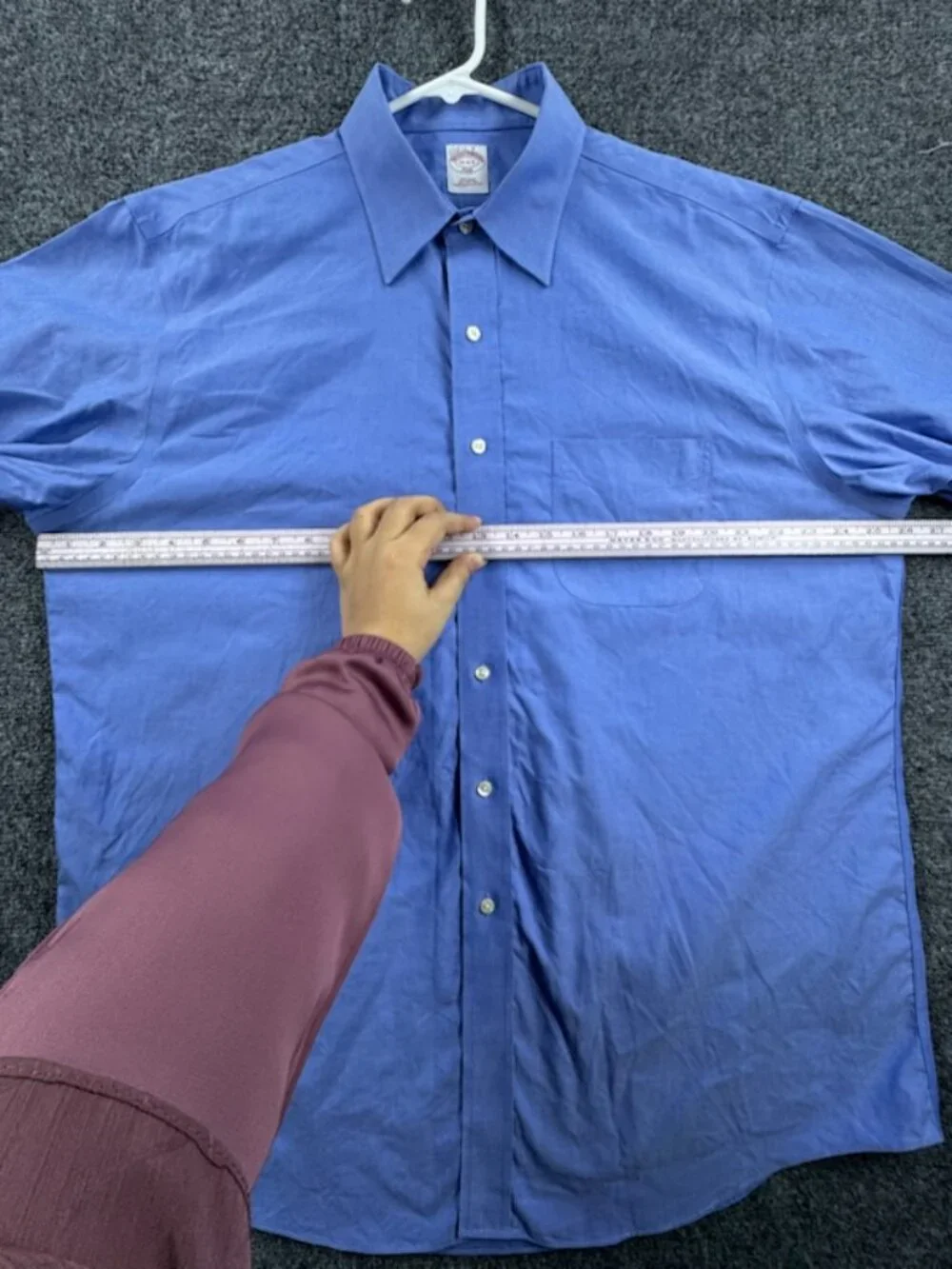 Brooks Brothers 17 4/5 Cotton Non-Iron Point Blue Mens Button Up Long Sleeve